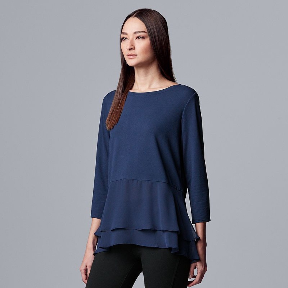 Vera Wang blue peplum top, size XS